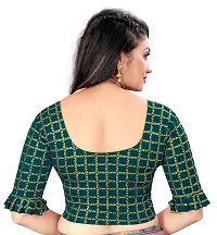 Designer Foil Polyester Checkered Round Neck Stretchable Blouse-thumb2