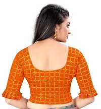 Designer Foil Polyester Checkered Round Neck Stretchable Blouse-thumb2