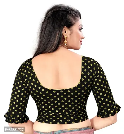 Designer Foil Printed With Bell Sleeves Stretchable Blouse-thumb3