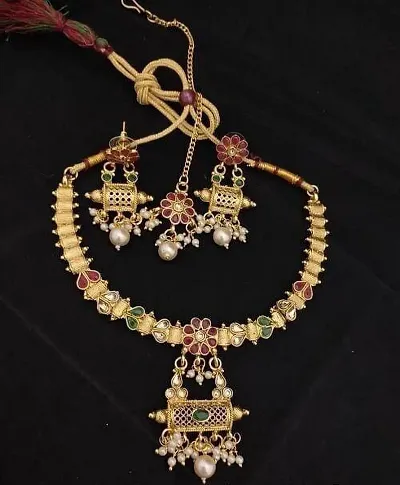 RADHEKRISHNA golden color copper material beautiful ethnic set for women's and girls 