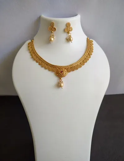 Elegant Brass Gold-Plated Jewellery Set