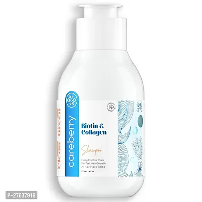 Careberry Biotin  Collagen Shampoo | Fast Hair Growth  Anti-Hair Fall | Damage Repair | Sulphate  Paraben-Free | Ayurvedic | Pro-Vitamin B5 | Mild Daily Shampoo | For Men  Women | 100ml