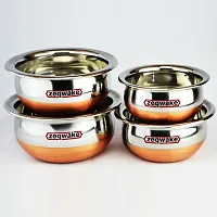 Cookware set Copper Bottom handi | Patila | Pot Pan |Steel Handi |Milk Pan |Handi Bowl | Serving Bowl | Urli | Bhagona | Cookware Set-4Pcs-1.5-L,1-L,0.75-L,0.50-L Capacity-thumb1