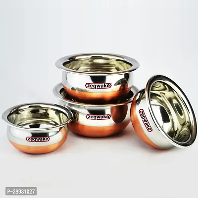 Cookware set Copper Bottom handi | Patila | Pot Pan |Steel Handi |Milk Pan |Handi Bowl | Serving Bowl | Urli | Bhagona | Cookware Set-4Pcs-1.5-L,1-L,0.75-L,0.50-L Capacity-thumb4