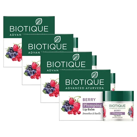 Biotique Bio Berry Plumping Lip Balm, 12g (Pack of 4)