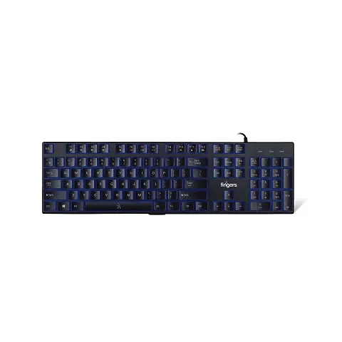 FINGERS Gleaming BlueLit Wired Backlit Keyboard (Spill Resistant | 3 Levels of Brightness | Works Well with Windowsreg; | Mac | Linux)FINGERS Gleaming BlueLit Wired Backlit Keyboard