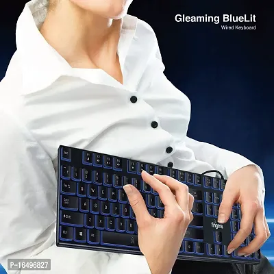 FINGERS Gleaming BlueLit Wired Backlit Keyboard (Spill Resistant | 3 Levels of Brightness | Works Well with Windowsreg; | Mac | Linux)FINGERS Gleaming BlueLit Wired Backlit Keyboard-thumb4