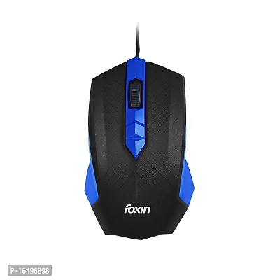 Foxin Smart-Blue Wired USB Mouse: High Resolution 1200 DPI Optical Sensor | Durable Button Design with Scroll Wheel | Quick Response Ergonomic Mouse for PC/Laptop/CCTV DVR - Comfortable All-Day Grip