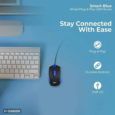Foxin Smart-Blue Wired USB Mouse: High Resolution 1200 DPI Optical Sensor | Durable Button Design with Scroll Wheel | Quick Response Ergonomic Mouse for PC/Laptop/CCTV DVR - Comfortable All-Day Grip-thumb4