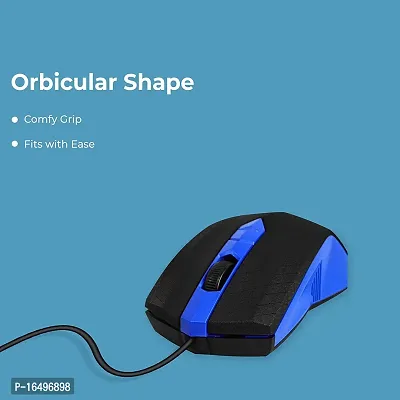 Foxin Smart-Blue Wired USB Mouse: High Resolution 1200 DPI Optical Sensor | Durable Button Design with Scroll Wheel | Quick Response Ergonomic Mouse for PC/Laptop/CCTV DVR - Comfortable All-Day Grip-thumb5