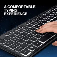FINGERS Magnifico Moonlit Wired USB Keyboard (Laser-Etched, Backlit Keys with White Color Lighting, Instant Media Access, Cable Length 1.5m with 3mm Thickness, 1 Year Warranty) - Jet Black Color-thumb2