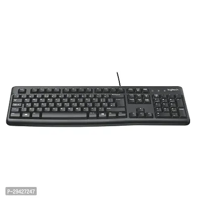 Wired Keyboard for Windows, USB Plug-and-Play, Full-Size, Spill-Resistant, Curved Space Bar, Compatible with PC, Laptop
