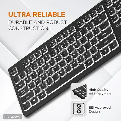 Wired Keyboard | White Backlit with Brightness Control | Laser-Etched Keys | 12 Multi-Media Keys | Plug and Play USB Connection | Compatible with PC/Mac/Laptop |-thumb4