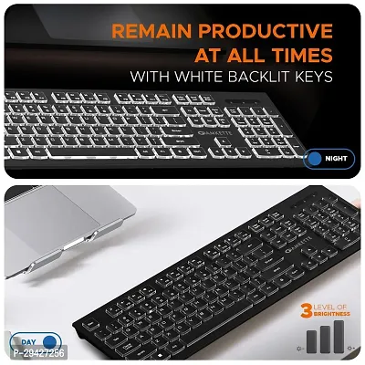 Wired Keyboard | White Backlit with Brightness Control | Laser-Etched Keys | 12 Multi-Media Keys | Plug and Play USB Connection | Compatible with PC/Mac/Laptop |-thumb5