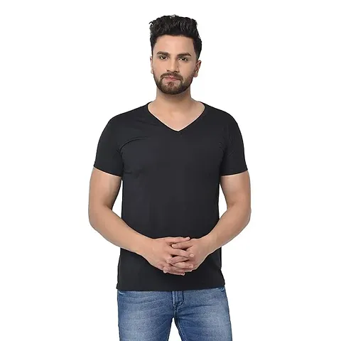 Stylish Solid V Neck T-shirt For Men