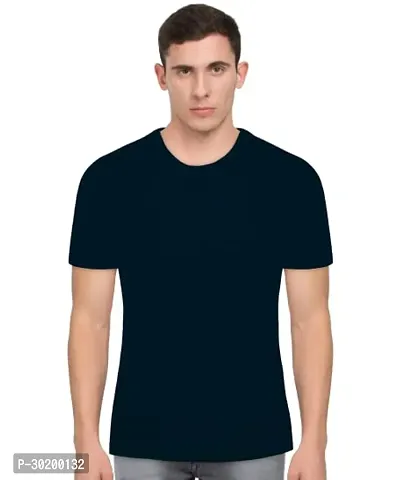 Stylish Polyester Round Neck Solid T-Shirt For Men-thumb0