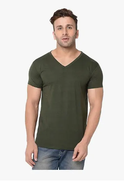 Reliable Solid V Neck Tees For Men