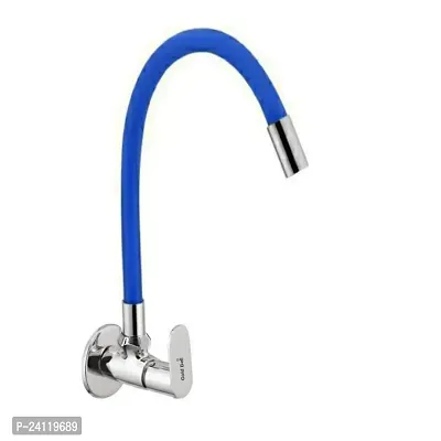 Brass Sink Cock with Flexible Swivel Spout, Blue And Chrome Finish Sink Mixer tap for Kitchen And Bath Fixtures Faucet
