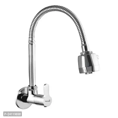 Flexible Kitchen Sink Tap Sink Cock with Shower Flow Dual Flow (Silver,Chrome Finish)