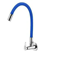Brass Sink Cock with Flexible Silicon Spout Blue And Chrome Finish Sink Tap for Kitchen And Bath Fixtures Faucet-thumb1