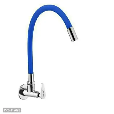 Brass Sink Cock with Flexible Silicon Spout Blue And Chrome Finish Sink Tap for Kitchen And Bath Fixtures Faucet-thumb0