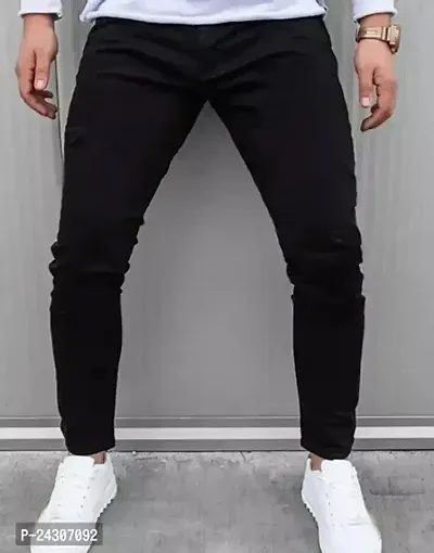 Stylish Cotton Blend Mid-Rise Jeans For Men