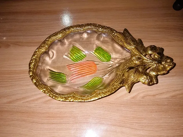 Beautiful Gold Plated Glass Plate Tray