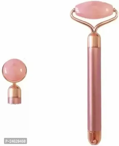 Envilife Quality Products 2-IN-1 Jade Roller Face Massager, Electric Nature Rose Quartz Beauty Bar Facial Roller Kit, Arm Eye Nose Massage Stone for Face Massager Massager (Gold)