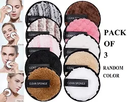 3 Pieces Assorted Colors in Round Makeup Removal Sponges - Double Layer, Reusable, and Oh-so-Gentle on Your Face-thumb3