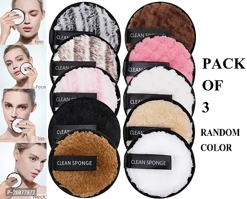 3 Pieces Assorted Colors in Round Makeup Removal Sponges - Double Layer, Reusable, and Oh-so-Gentle on Your Face-thumb4