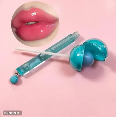 2 IN 1 Lip Balm + Lip Gloss Lolipop (Blue) Pink Tone
