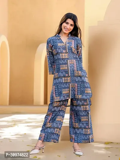 Fabulous Cotton Blend Printed Kurta with Palazzo Set For Women-thumb0