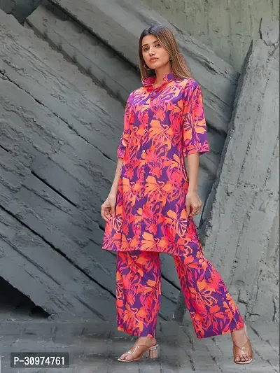 Fabulous Cotton Blend Printed Kurta with Palazzo Set For Women-thumb0