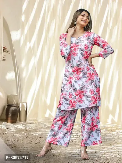 Fabulous Cotton Blend Printed Kurta with Palazzo Set For Women-thumb0