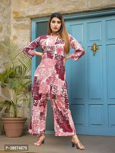 Fabulous Cotton Blend Printed Kurta with Palazzo Set For Women-thumb0