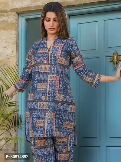 Fabulous Cotton Blend Printed Kurta with Palazzo Set For Women-thumb4