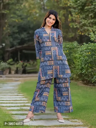 Fabulous Cotton Blend Printed Kurta with Palazzo Set For Women