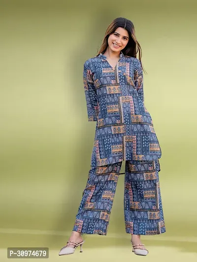 Fabulous Cotton Blend Printed Kurta with Palazzo Set For Women-thumb0