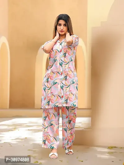 Fabulous Cotton Blend Printed Kurta with Palazzo Set For Women-thumb0