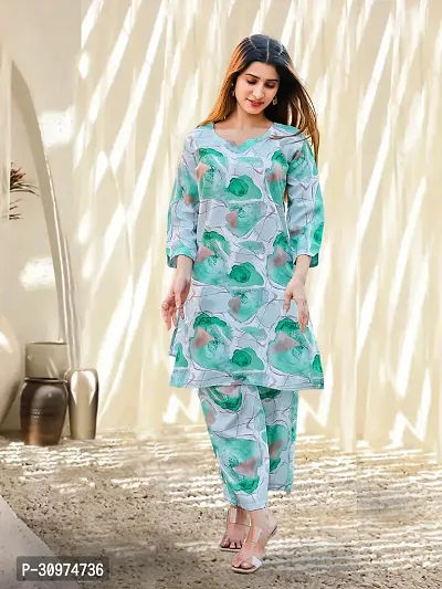 Fabulous Cotton Blend Printed Kurta with Palazzo Set For Women