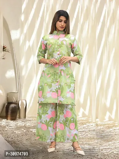 Fabulous Cotton Blend Printed Kurta with Palazzo Set For Women