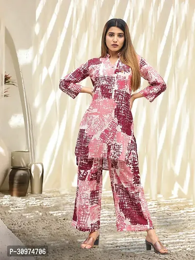 Fabulous Cotton Blend Printed Kurta with Palazzo Set For Women-thumb0