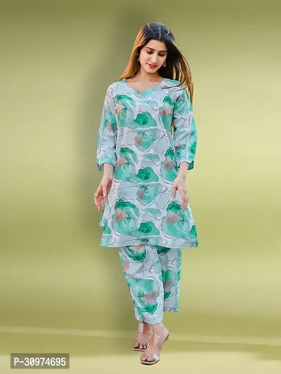 Fabulous Cotton Blend Printed Kurta with Palazzo Set For Women-thumb0