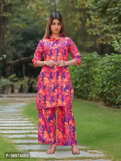 Fabulous Cotton Blend Printed Kurta with Palazzo Set For Women-thumb0