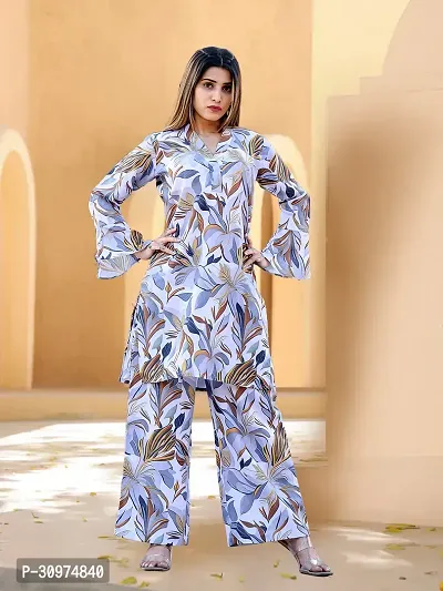 Fabulous Cotton Blend Printed Kurta with Palazzo Set For Women-thumb0