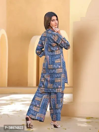 Fabulous Cotton Blend Printed Kurta with Palazzo Set For Women-thumb3