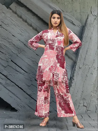 Fabulous Cotton Blend Printed Kurta with Palazzo Set For Women-thumb0