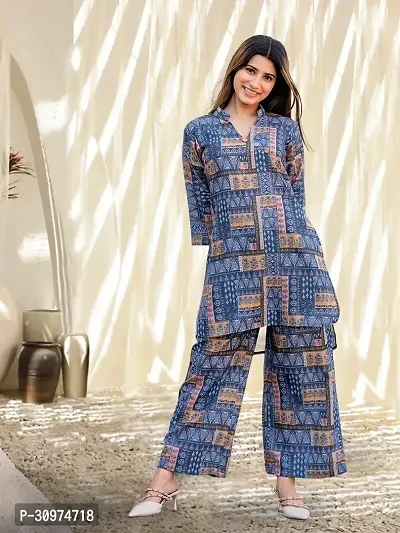 Fabulous Cotton Blend Printed Kurta with Palazzo Set For Women-thumb0