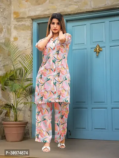 Fabulous Cotton Blend Printed Kurta with Palazzo Set For Women-thumb0