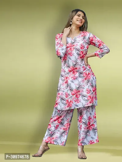 Fabulous Cotton Blend Printed Kurta with Palazzo Set For Women-thumb0